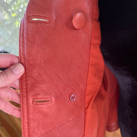 See By Chloe Women's Rusty Red Lamb Leather Belted Jacket Sizes 4 - Picture 8 of 16